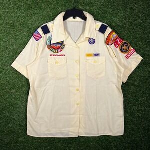 Vintage Boy Scouts of America Official Blouse Yellow Patch Shirt USA 38-40